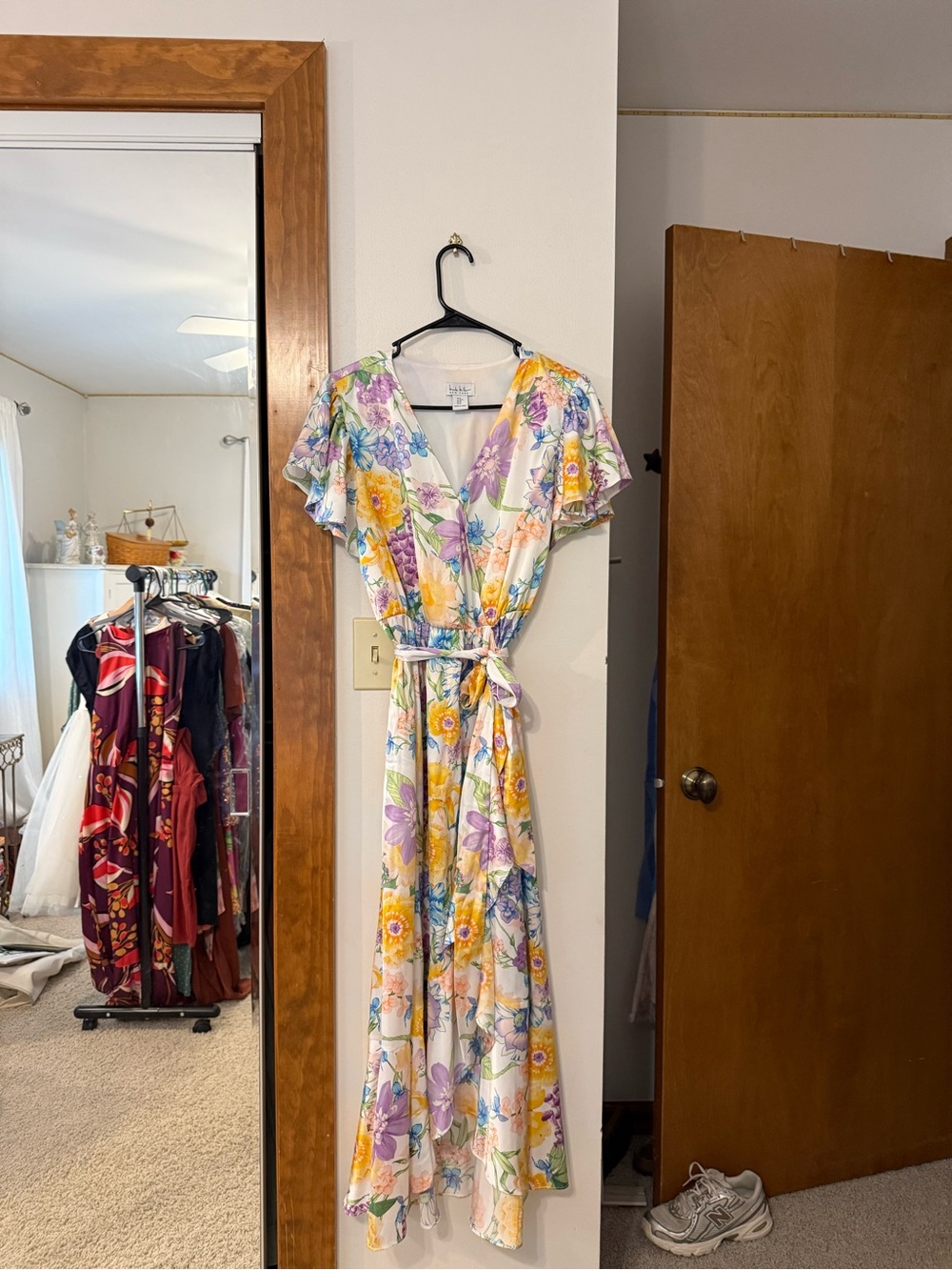 Floral Wrap Maxi Dress - Lavender & Yellow